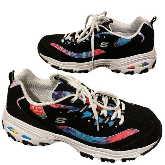 Skechers Womens D’lites Summer Fiesta Black White Multi Size 11 - Picture 1 of 11